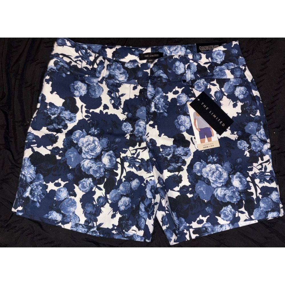 NEW The‎ Limited Blue Floral Print Tailored Shorts, Size 4